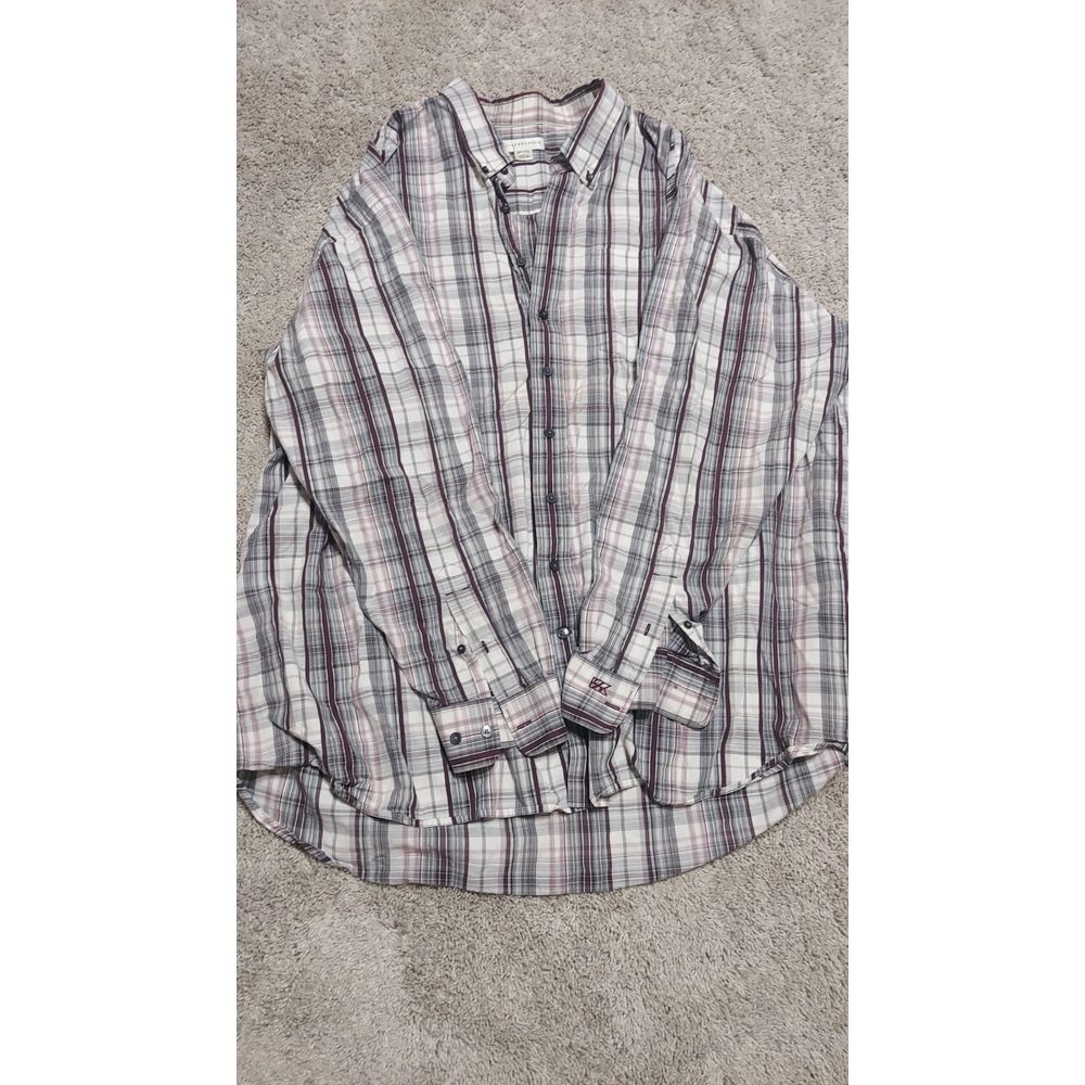Men's 3XL Cutter and Buck Long-Sleeve Maroon and Gray Button-up Shirt